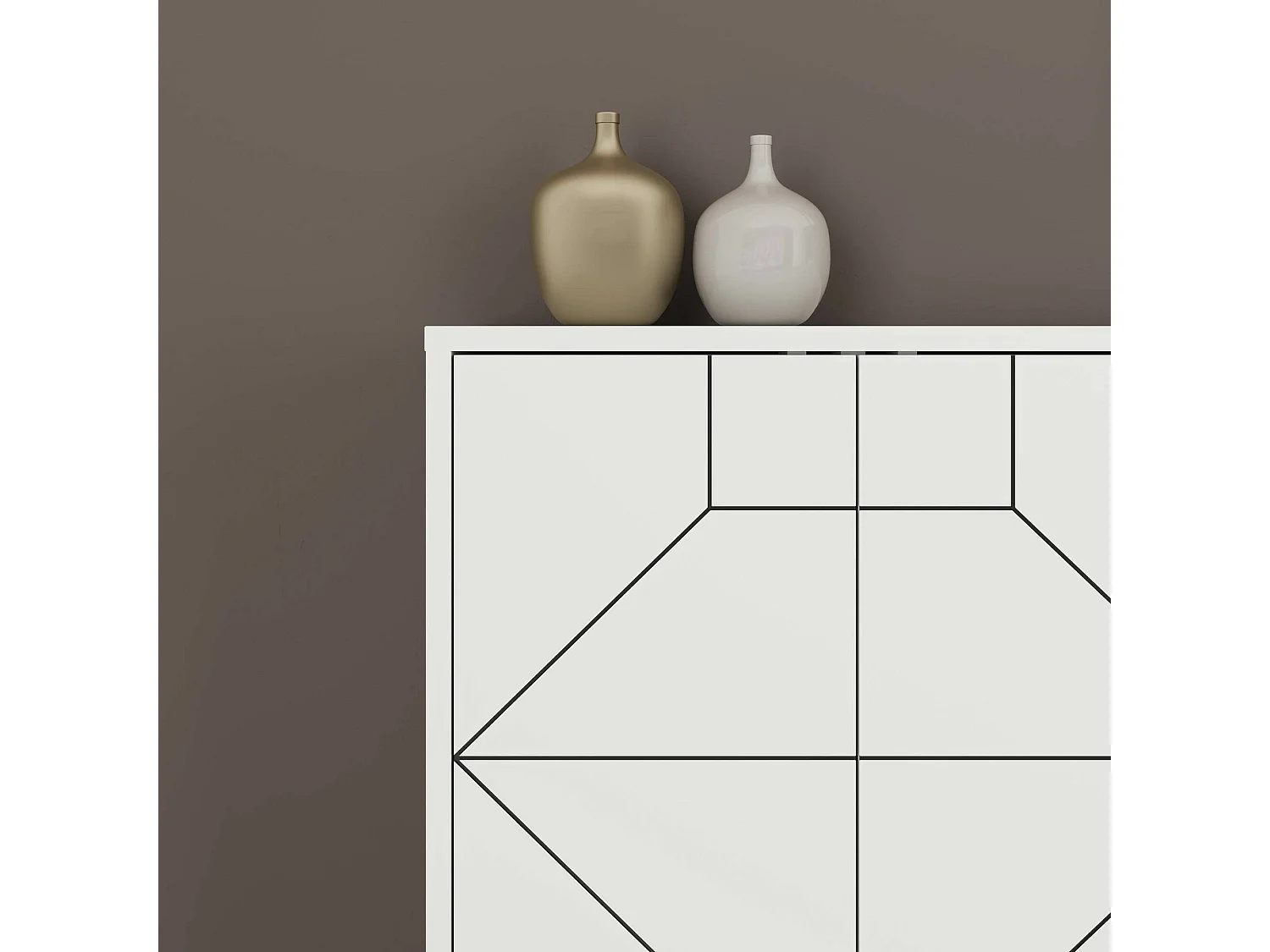 CredEnza Dlabrocc, Buffet de sala de estar, Madia de sala de estar, Despensa de cozinha, 184x35h77 cm, Branco