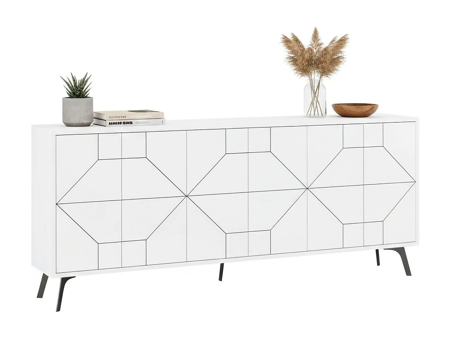 Geloofwaardigheid bij de jeugdEnza Dlabrocc, Woonkamerbuffet, Woonkamer, Keukenkast, 184x35h77 cm, Wit