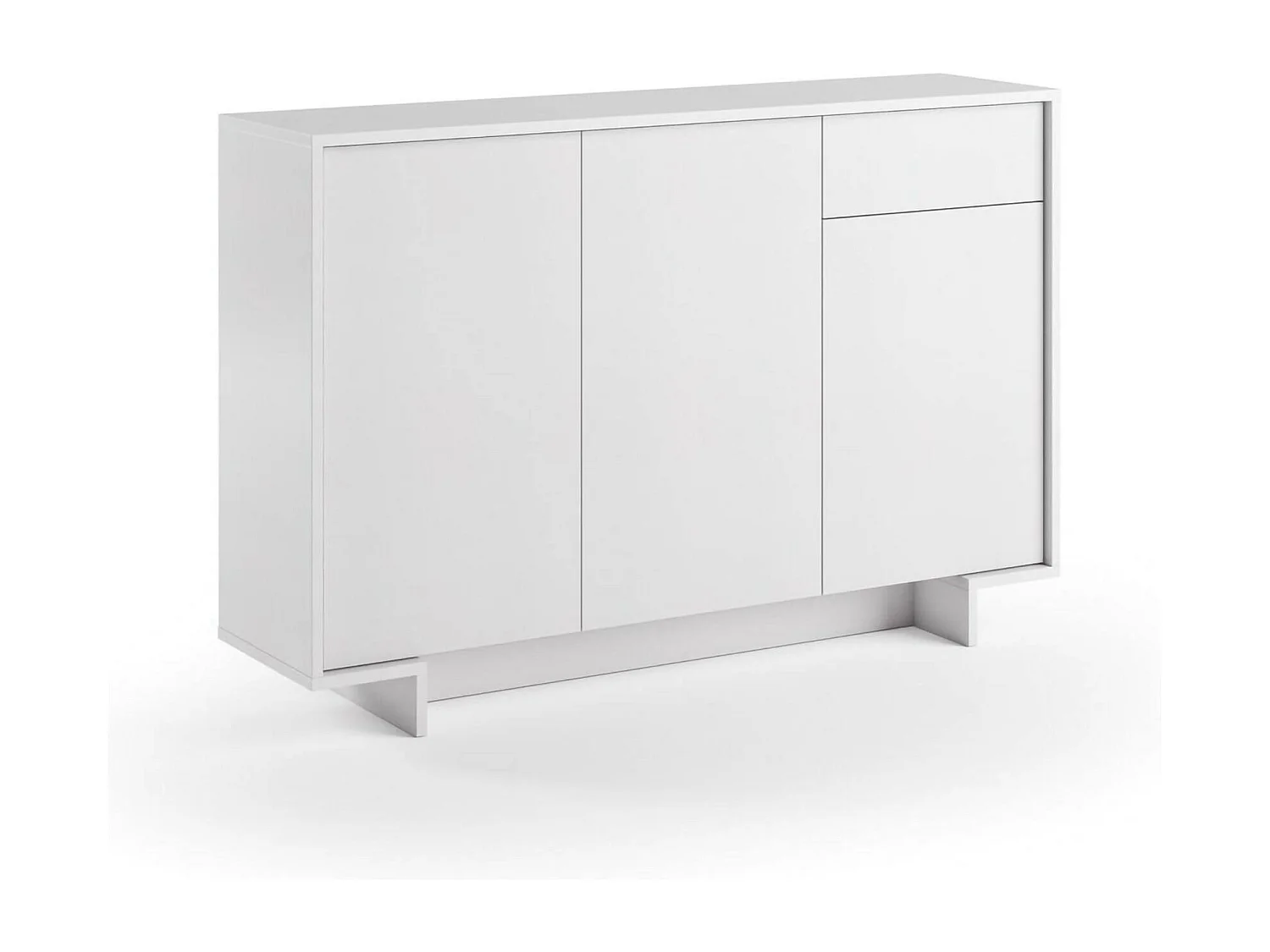 Buffet Aneto, Buffet de salon, Buffet de salon avec 3 portes et 1 tiroir, 100% Made in Italy, 134x35h87 cm, Blanc