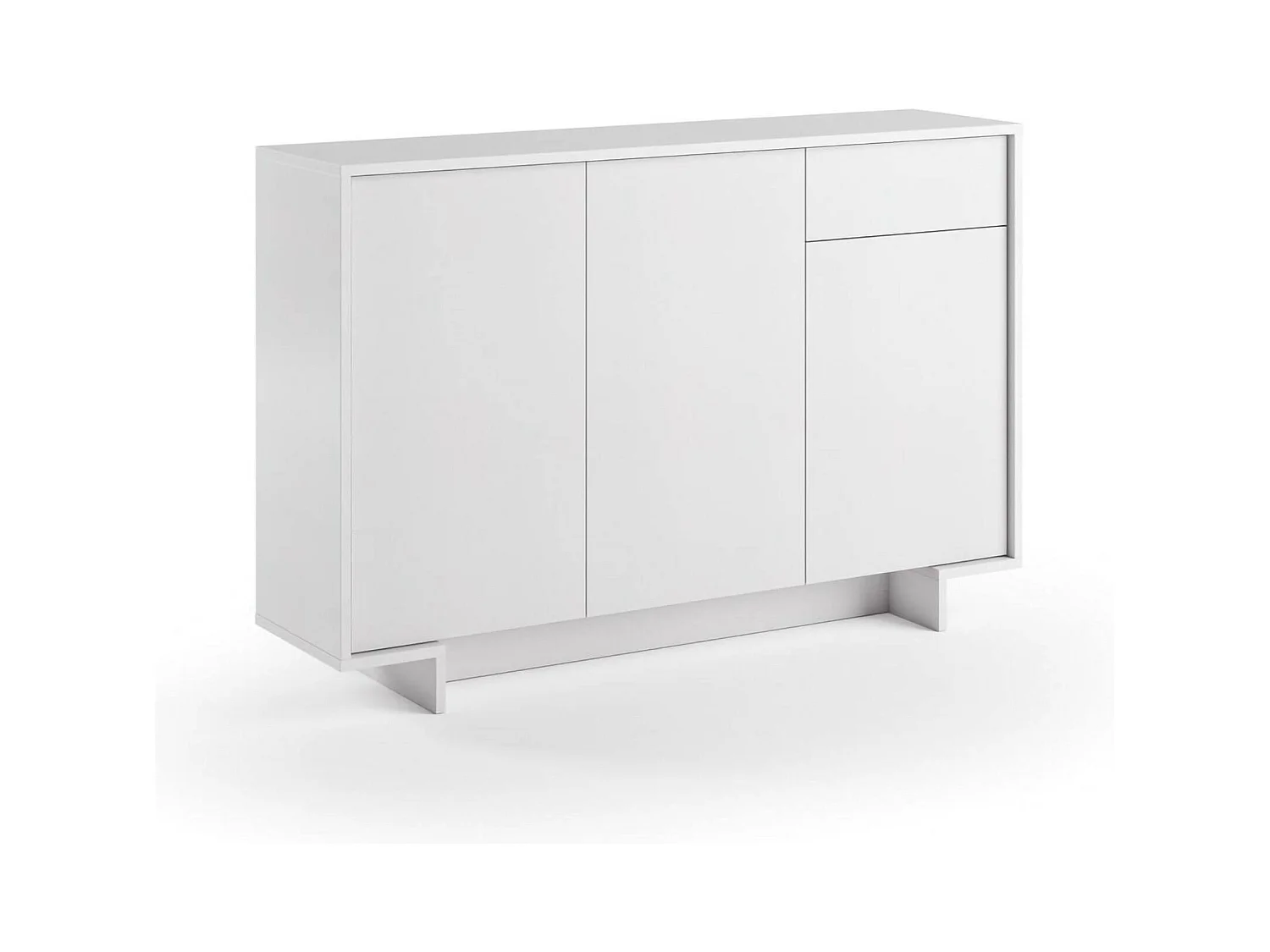Buffet Aneto, Buffet de salon, Buffet de salon avec 3 portes et 1 tiroir, 100% Made in Italy, 134x35h87 cm, Blanc