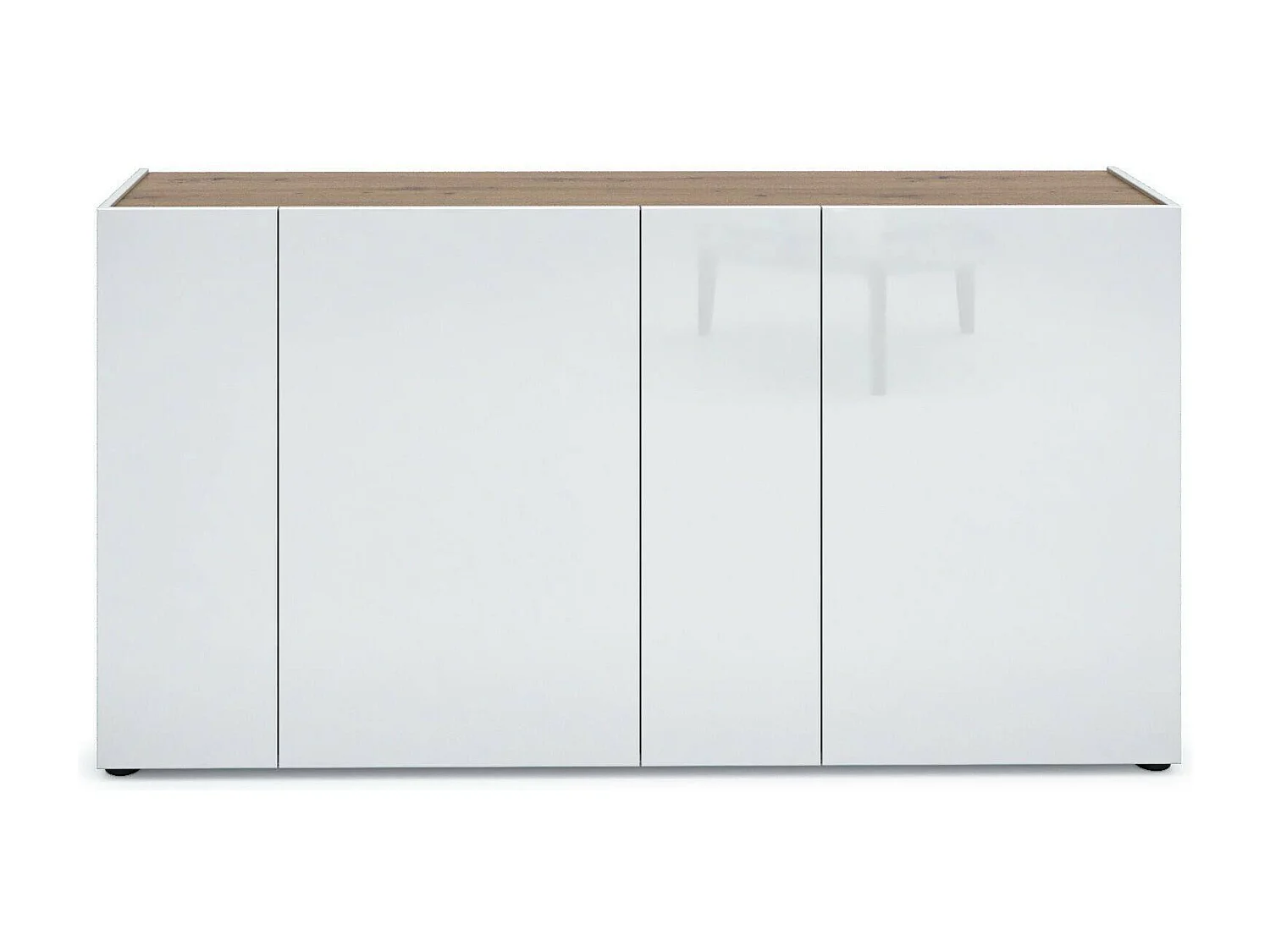 Kommode Dgasperin, Wohnzimmerbuffet, Wohnzimmer-Sideboard, Moderne Küchen-Speisekammer, Made in Italy, 174x40h92 cm, Glänzendes Weiß und Eiche