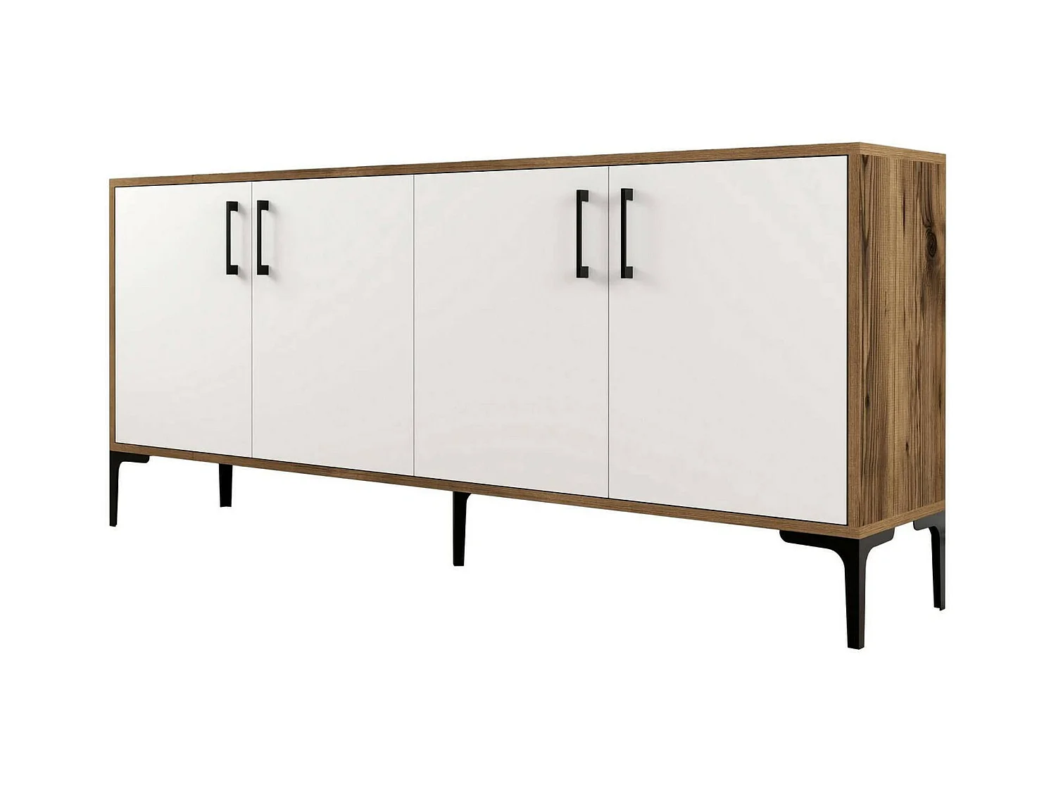 Aparador Dpedrol, BuffetSala de estar, forma de sala de estar, despensa de cozinha, 180x35h78 cm, nogueira e branco