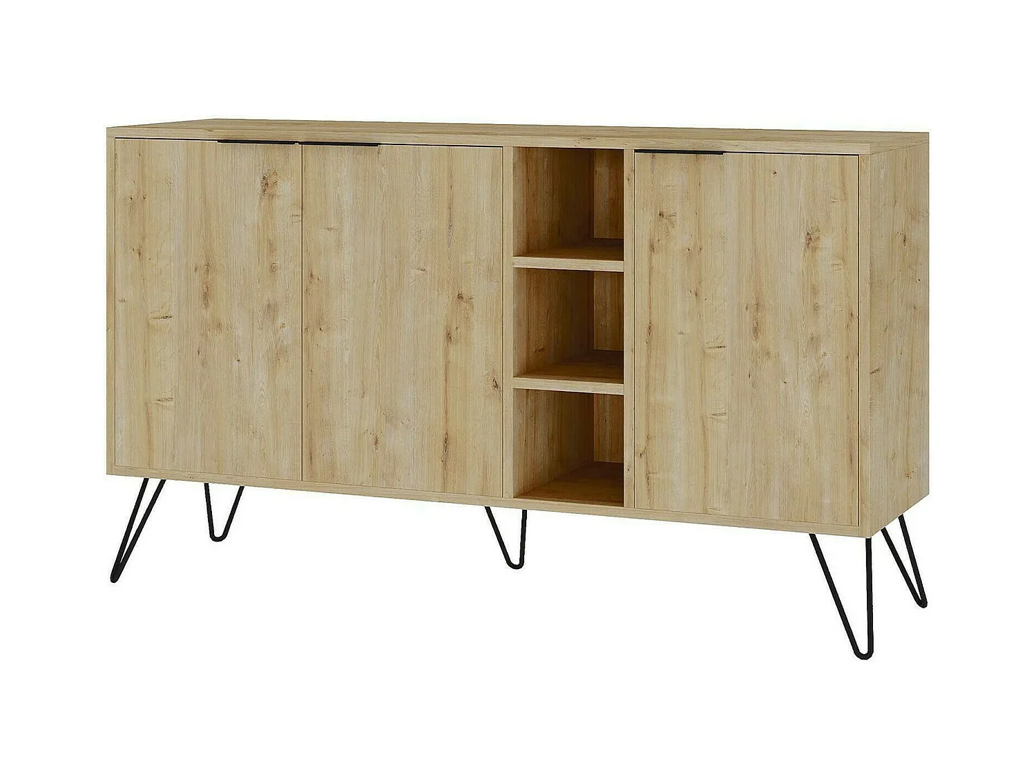 Buffet Perseus, Buffet du salon, Commode de salon, Garde-manger de cuisine, 142x36h83 cm, Chêne
