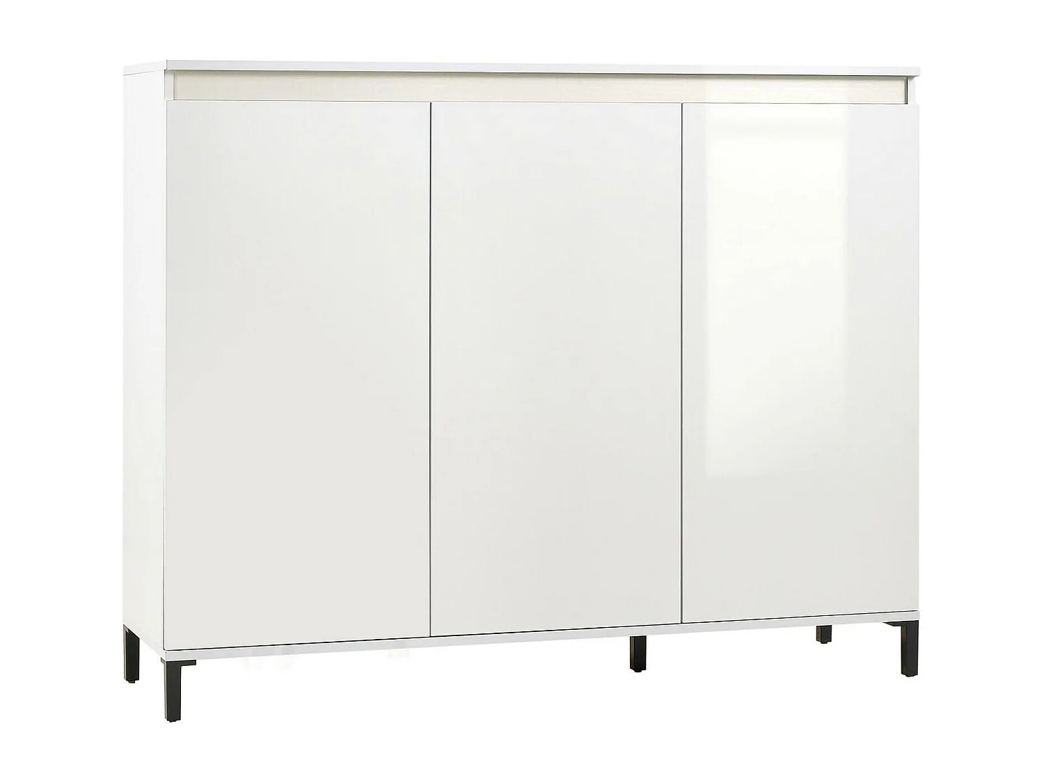 Kommode Dceccherin, Wohnzimmerbuffet, Wohnzimmer-Sideboard, Moderne Küchen-Speisekammer, Made in Italy, 138x40h110 cm, Glänzendes Weiß und Anthrazit