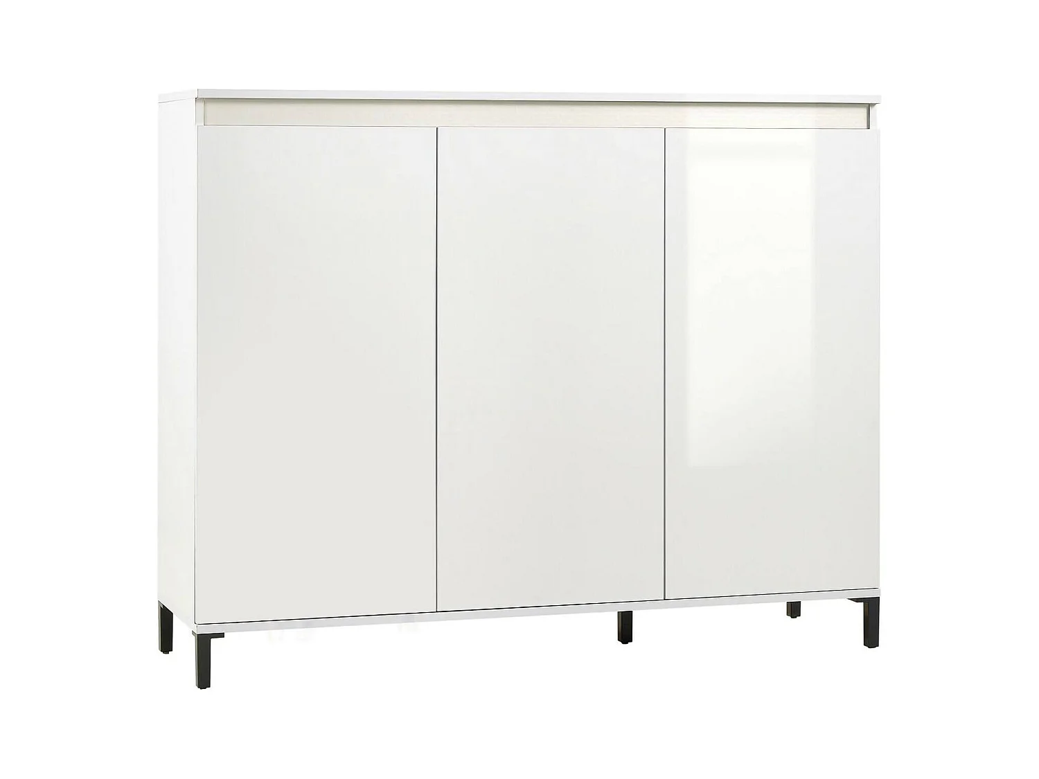 Aparador Dceccherin, Buffet de sala, Madia de sala, Despensa de cozinha, Made in Italy, 138x40h110 cm, Branco brilhante e Antracite