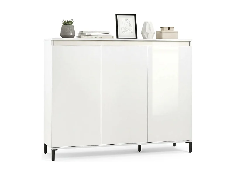 Buffet Mogadiscio, Buffet du salon, Commode de salon, Garde-manger de cuisine, Made in Italy, 138x40h110 cm, Blanc brillant et anthracite
