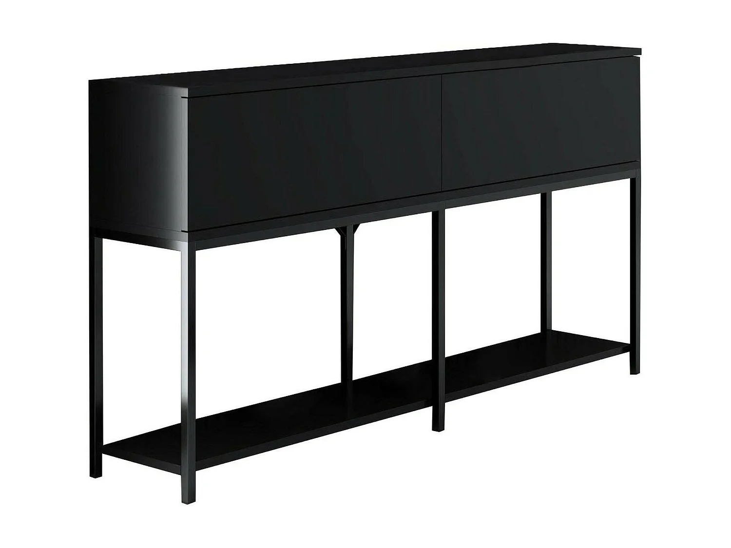 Buffet Altair, Buffet du salon, Commode de salon, Garde-manger de cuisine, 150x30h80 cm, Noir