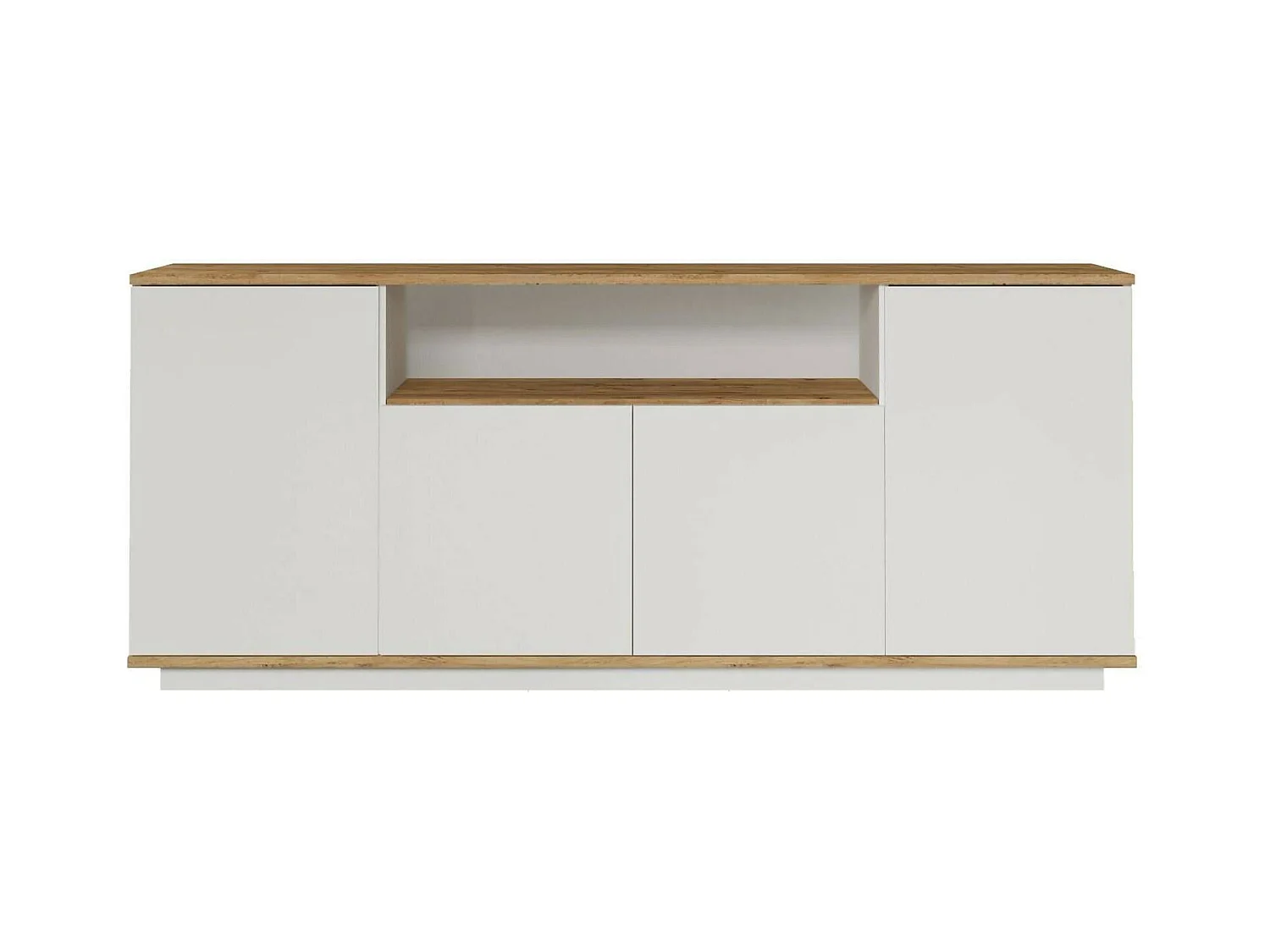 CredenzEen Dpas, Woonkamerbuffet, Woonkamer, Keukenkast, 180x45h75 cm, Eiken en Wit