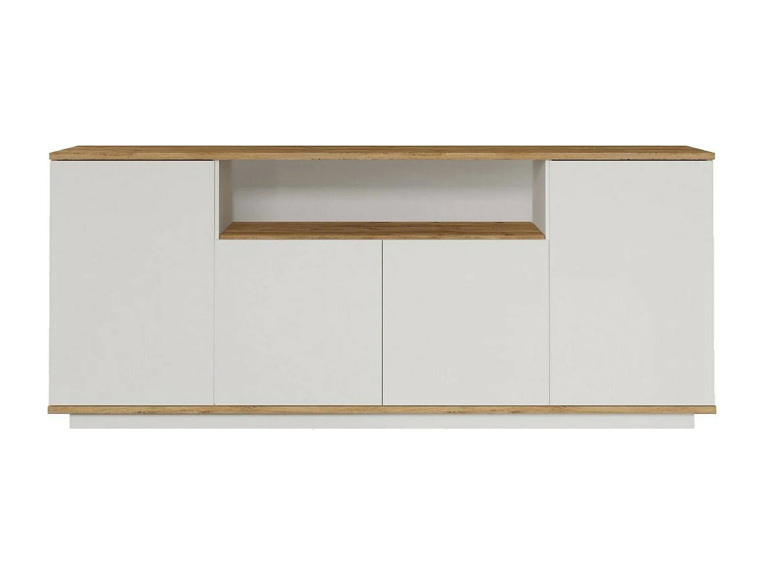 CredenzEen Dpas, Woonkamerbuffet, Woonkamer, Keukenkast, 180x45h75 cm, Eiken en Wit