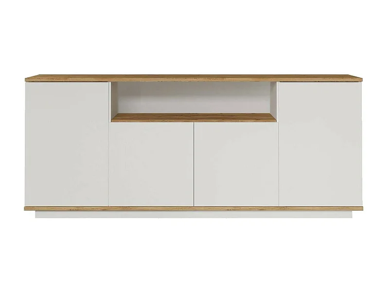 Buffet Nekkar, Buffet du salon, Commode de salon, Garde-manger de cuisine, 180x45h75 cm, Chêne et Blanc