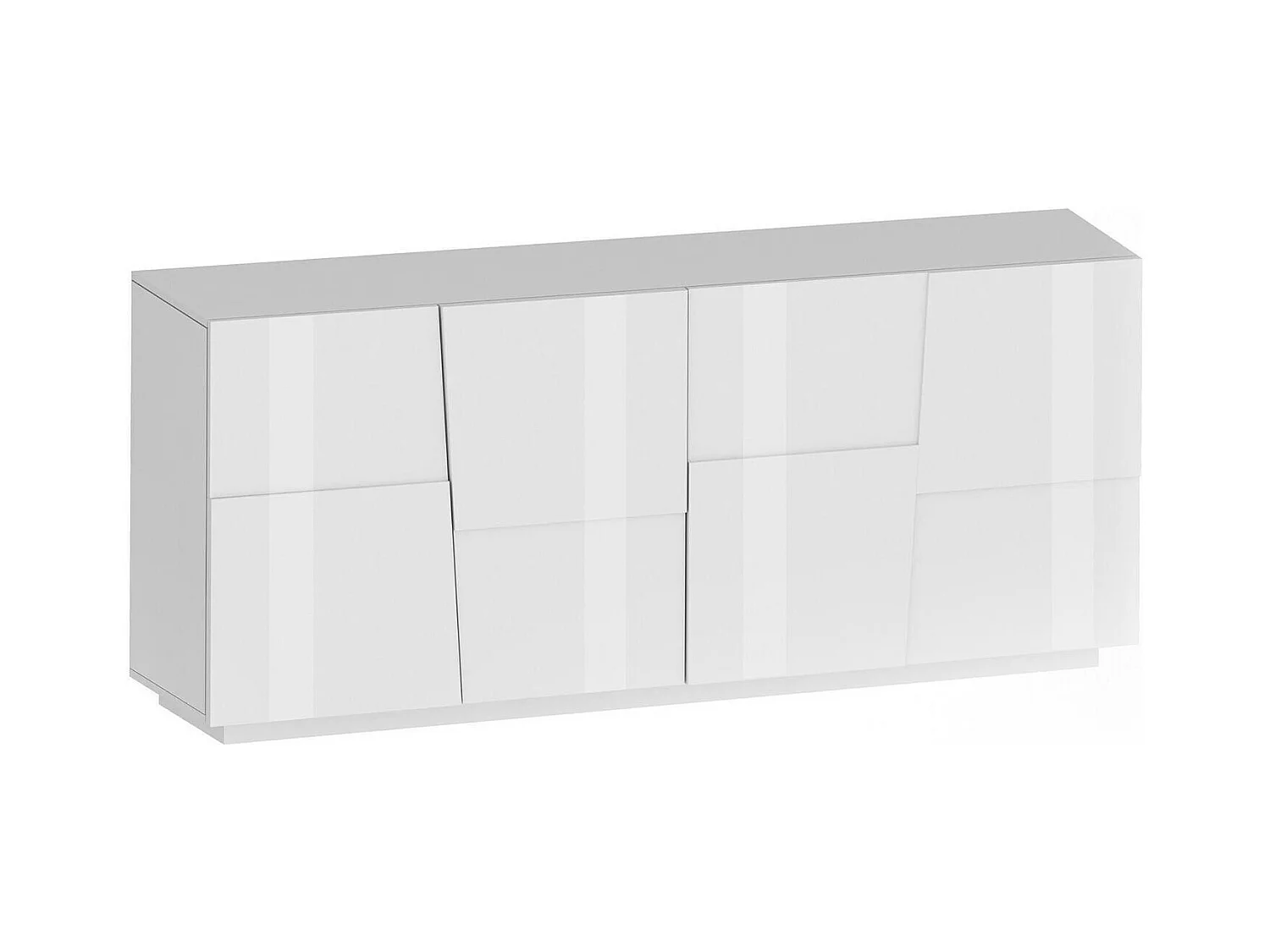 Buffet Yago, Buffet de salon, Buffet de salon moderne avec 4 portes, 200x44h86 cm, Blanc brillant