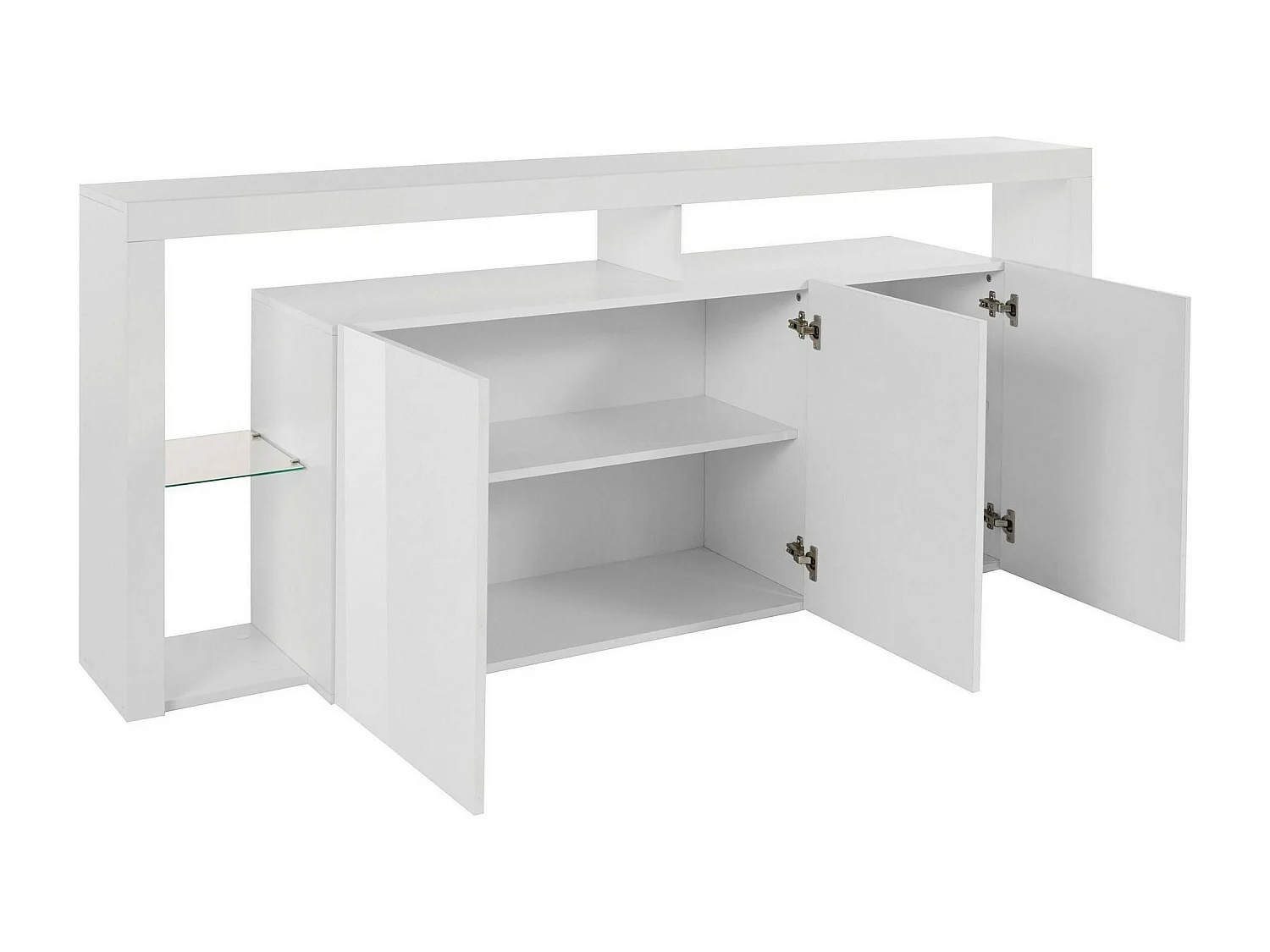 Kommode Ddariv, 3-türiges Wohnzimmer-Buffet, Wohnzimmer-Kommode, modernes Kommode, 100 % Made in Italy, 200 x 40 x 80 cm, glänzendes Weiß