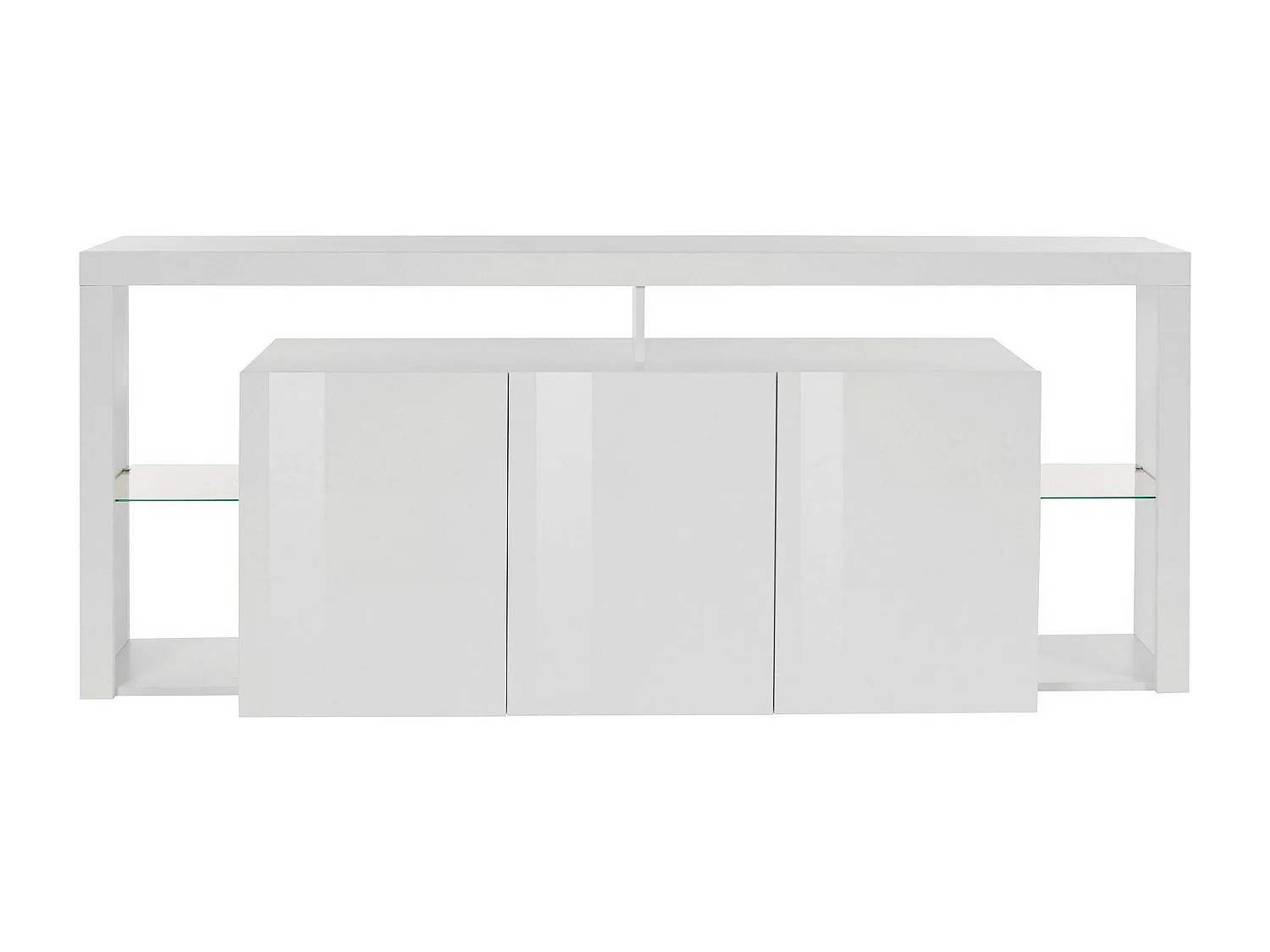 Kommode Ddariv, 3-türiges Wohnzimmer-Buffet, Wohnzimmer-Kommode, modernes Kommode, 100 % Made in Italy, 200 x 40 x 80 cm, glänzendes Weiß