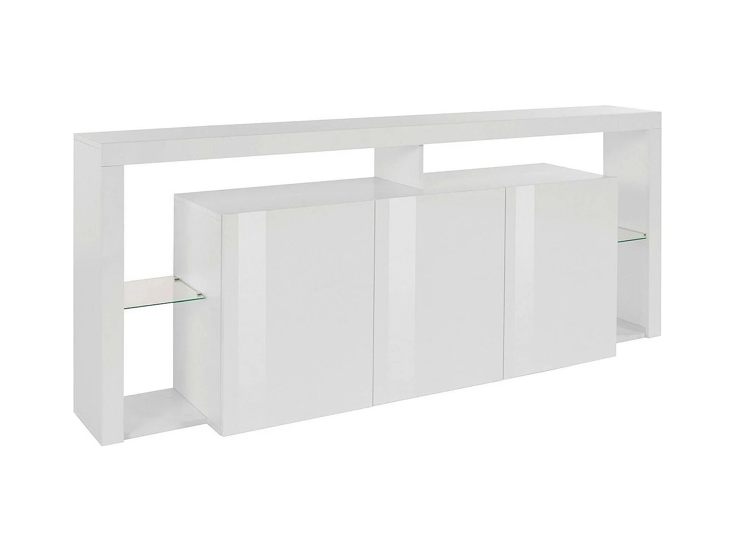 Buffet Willer, Buffet de salon 3 portes, Buffet de salon, Buffet moderne, 100% Made in Italy, 200x40h80 cm, Blanc brillant