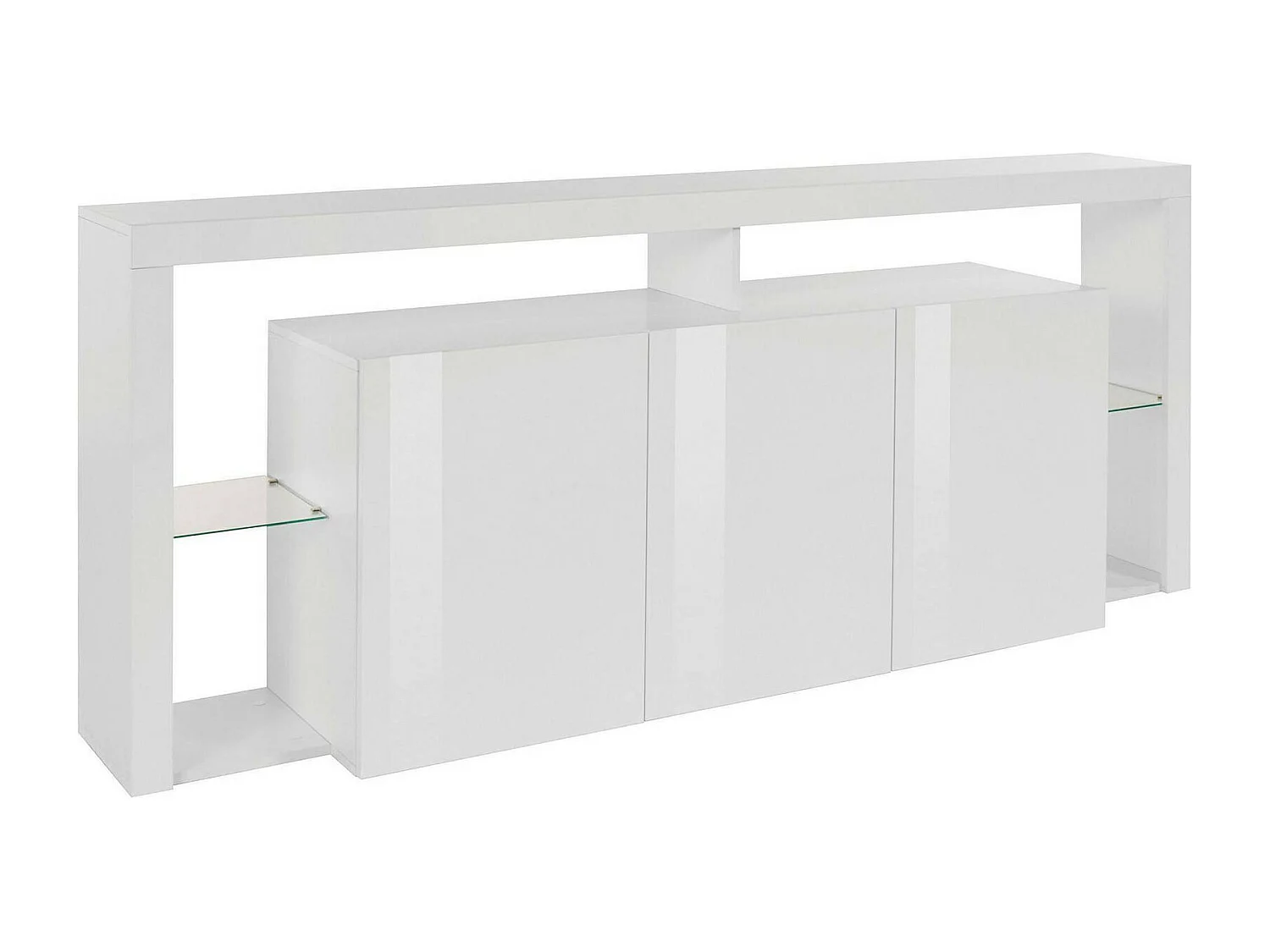 Buffet Willer, Buffet de salon 3 portes, Buffet de salon, Buffet moderne, 100% Made in Italy, 200x40h80 cm, Blanc brillant