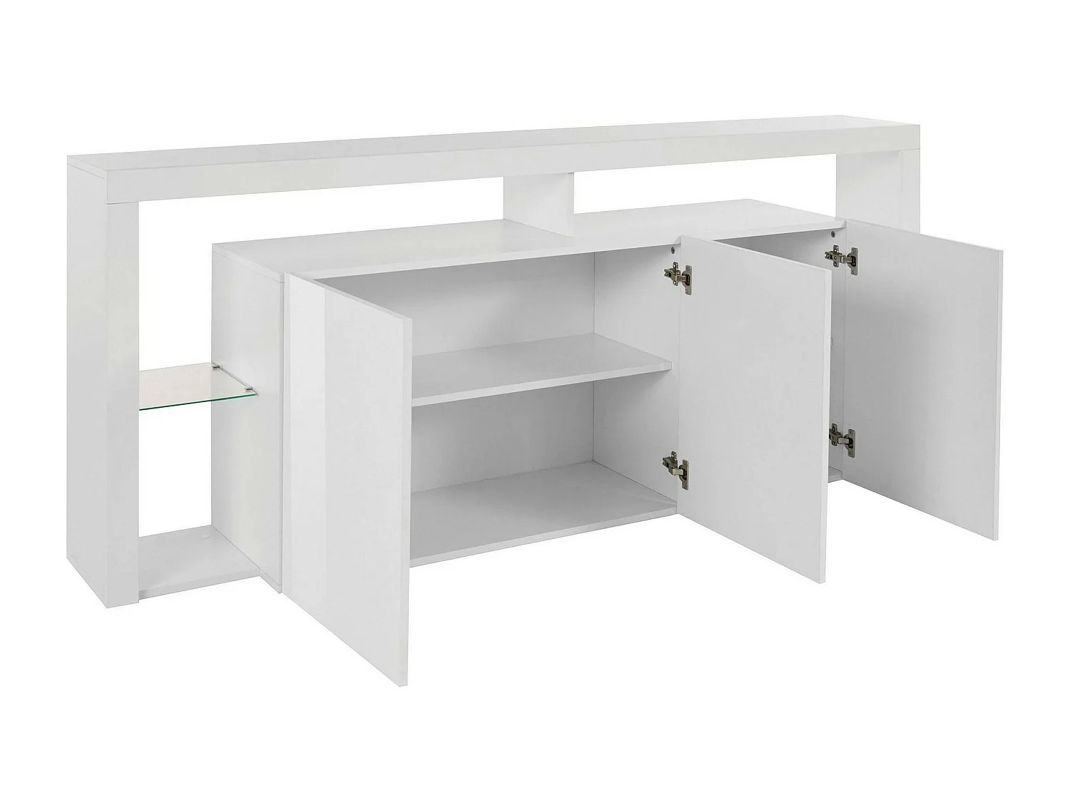 Buffet Willer, Buffet de salon 3 portes, Buffet de salon, Buffet moderne, 100% Made in Italy, 200x40h80 cm, Blanc brillant