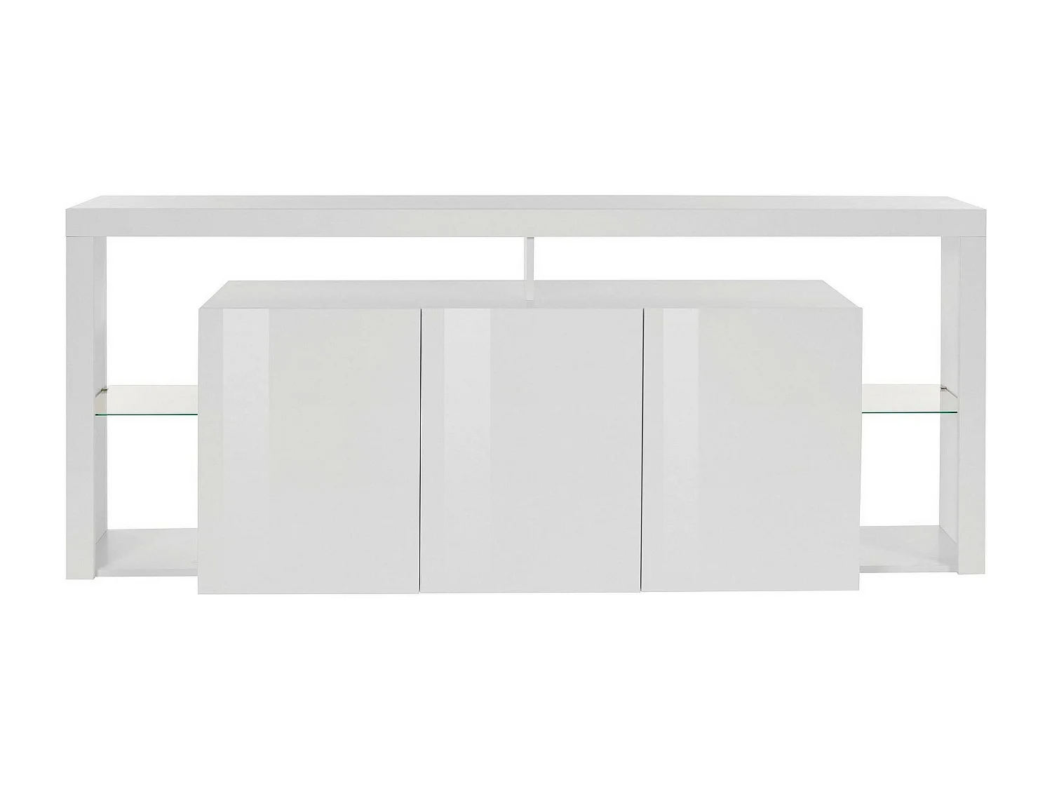 Credenza Andale, 4 Ripiani Made in Italy, 40x200x80h cm Bianco Lucido, Madia