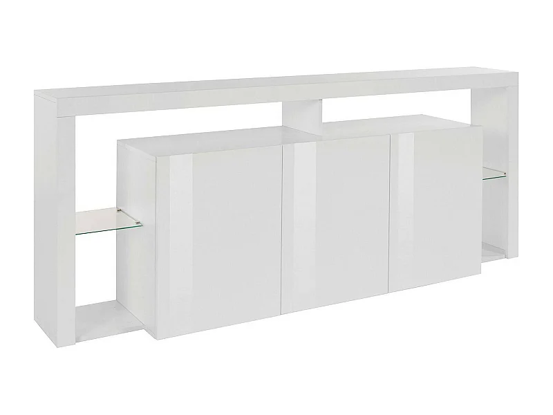 Buffet Willer, Buffet de salon 3 portes, Buffet de salon, Buffet moderne, 100% Made in Italy, 200x40h80 cm, Blanc brillant