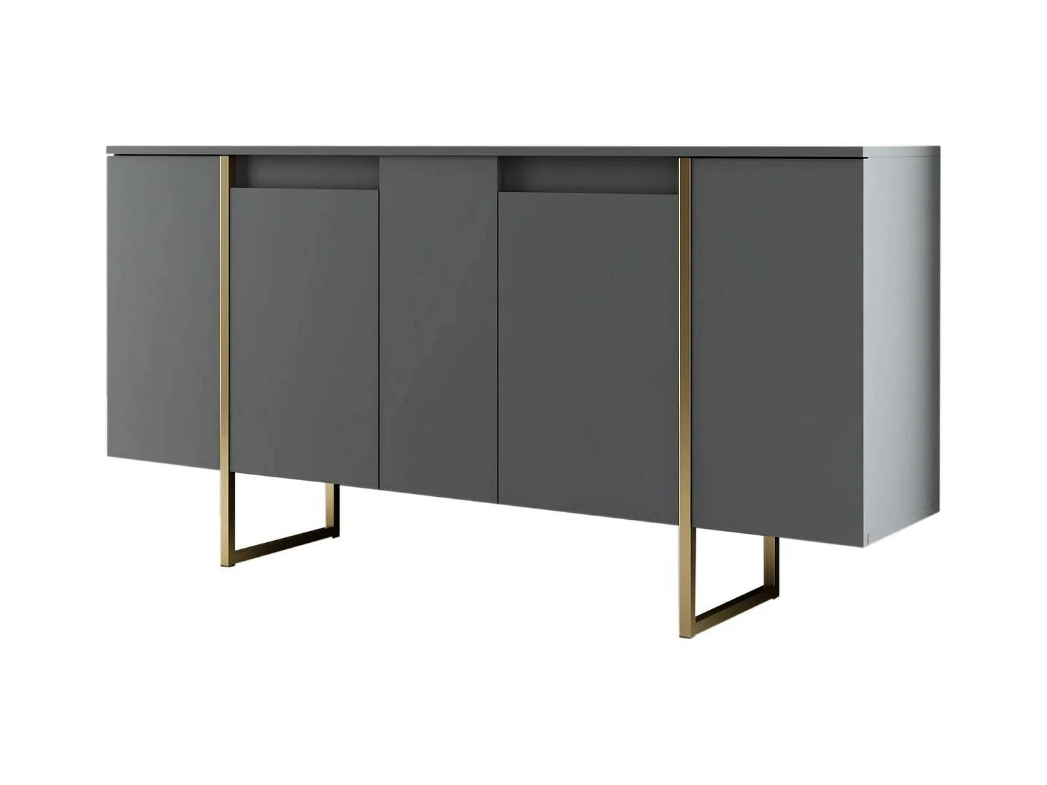Buffet Betel, Buffet du salon, Commode de salon, Garde-manger de cuisine, 160x35h80 cm, Noyer et Or