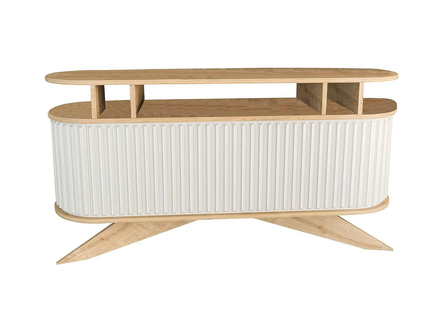 Dpoluzz dressoir, buffet, woonkamer, keukenkast, 150x43h75 cm, eiken en wit