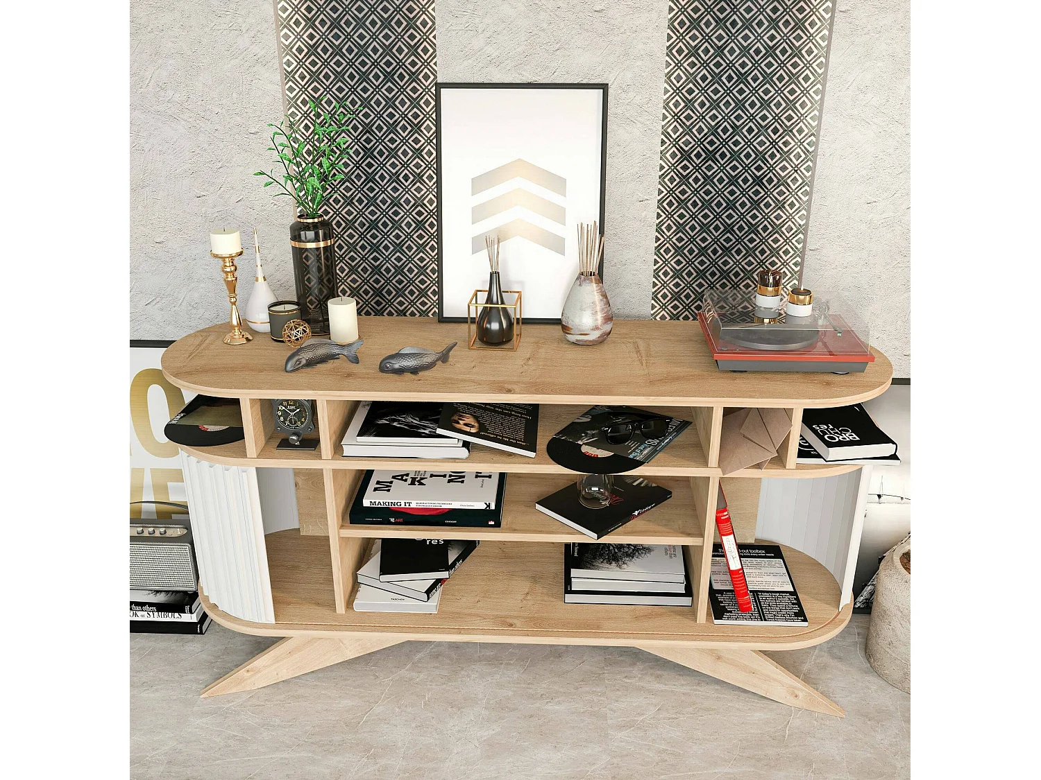 Credenza Joy, un Ripiano, 43x150x75h cm Bianco, Madia