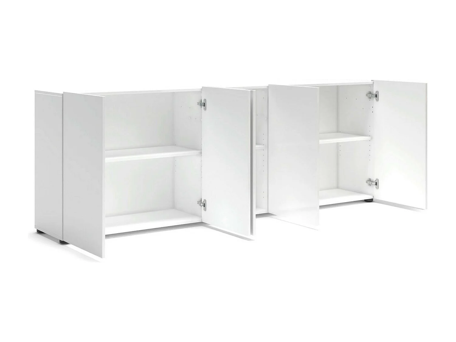 Kommode Dficcadent, Wohnzimmerbuffet, Wohnzimmer-Sideboard, Moderne Küchen-Speisekammer, Made in Italy, 225x38h79 cm, Glänzendes Weiß