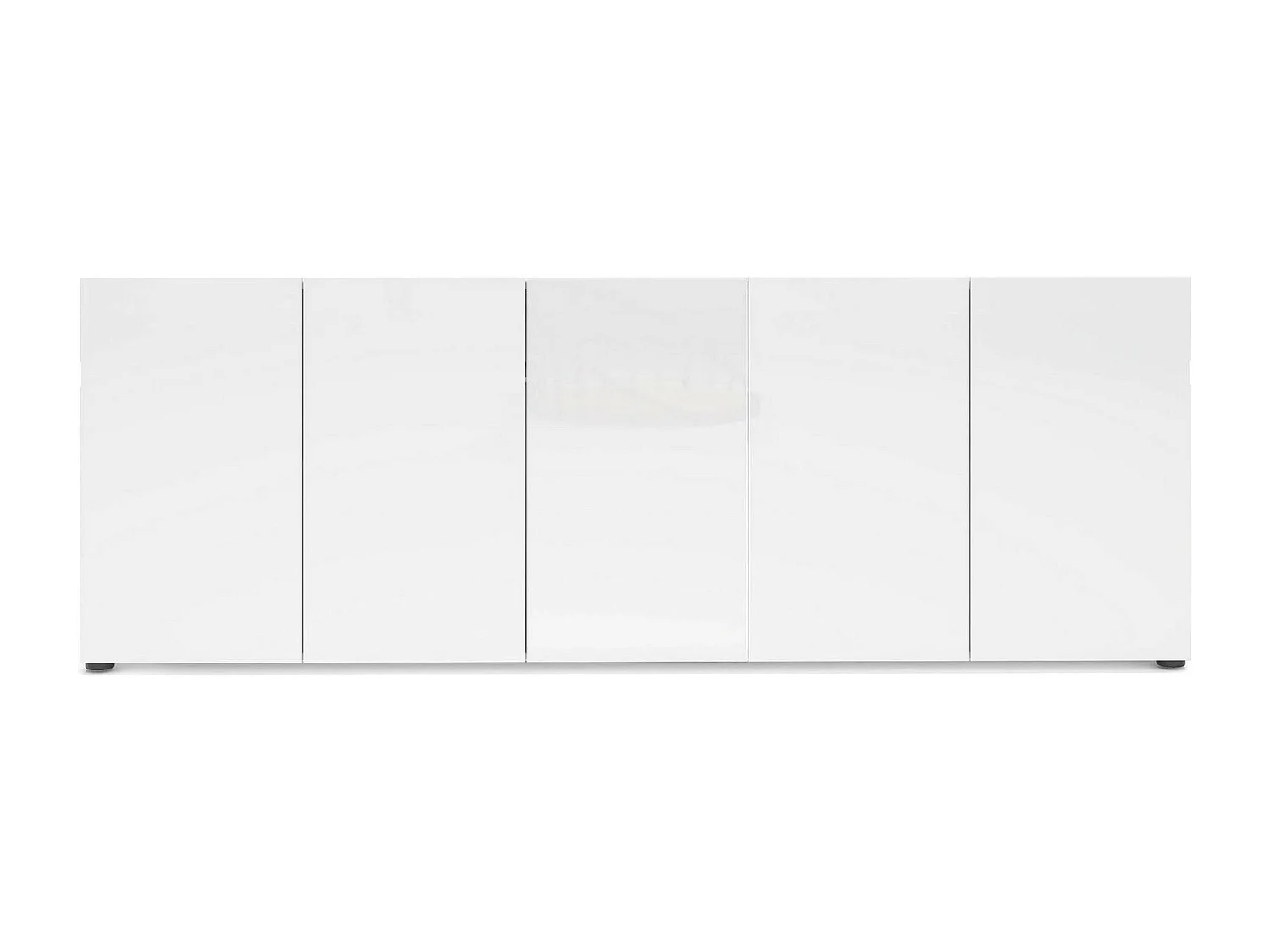 Buffet Komani, Buffet du salon, Commode de salon, Garde-manger de cuisine, Made in Italy, 225x38h79 cm, Blanc brillant