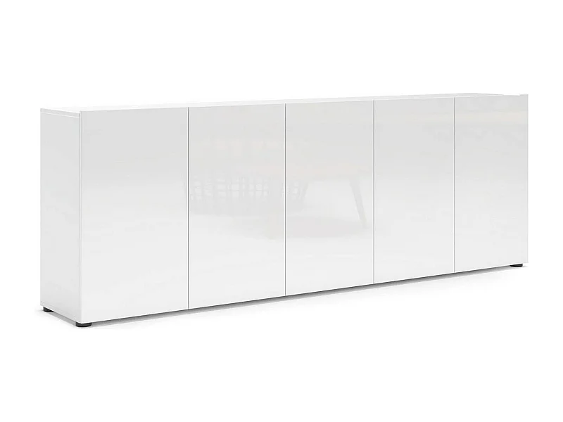 Kommode Dficcadent, Wohnzimmerbuffet, Wohnzimmer-Sideboard, Moderne Küchen-Speisekammer, Made in Italy, 225x38h79 cm, Glänzendes Weiß