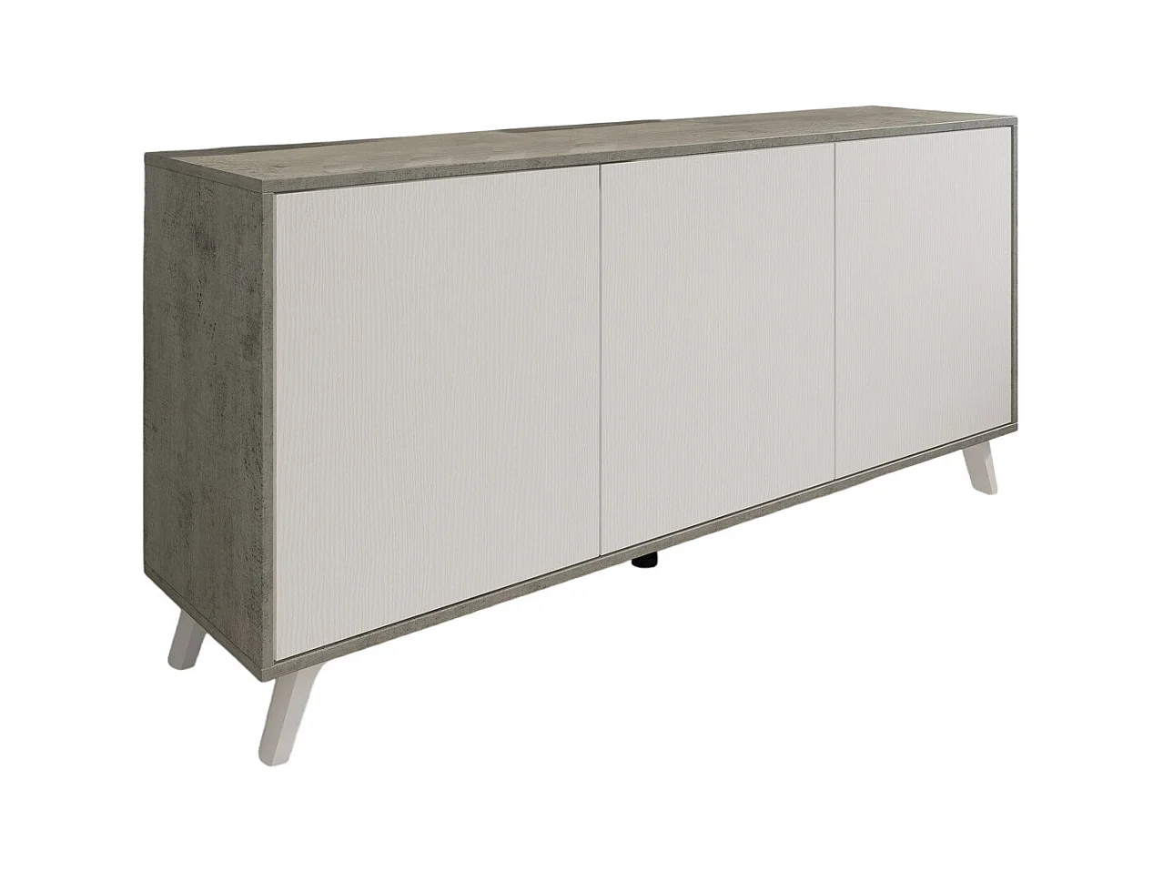 Buffet Weddell, Buffet du salon, Commode de salon, Garde-manger de cuisine, 154x40h72 cm, Gris clair et Blanc