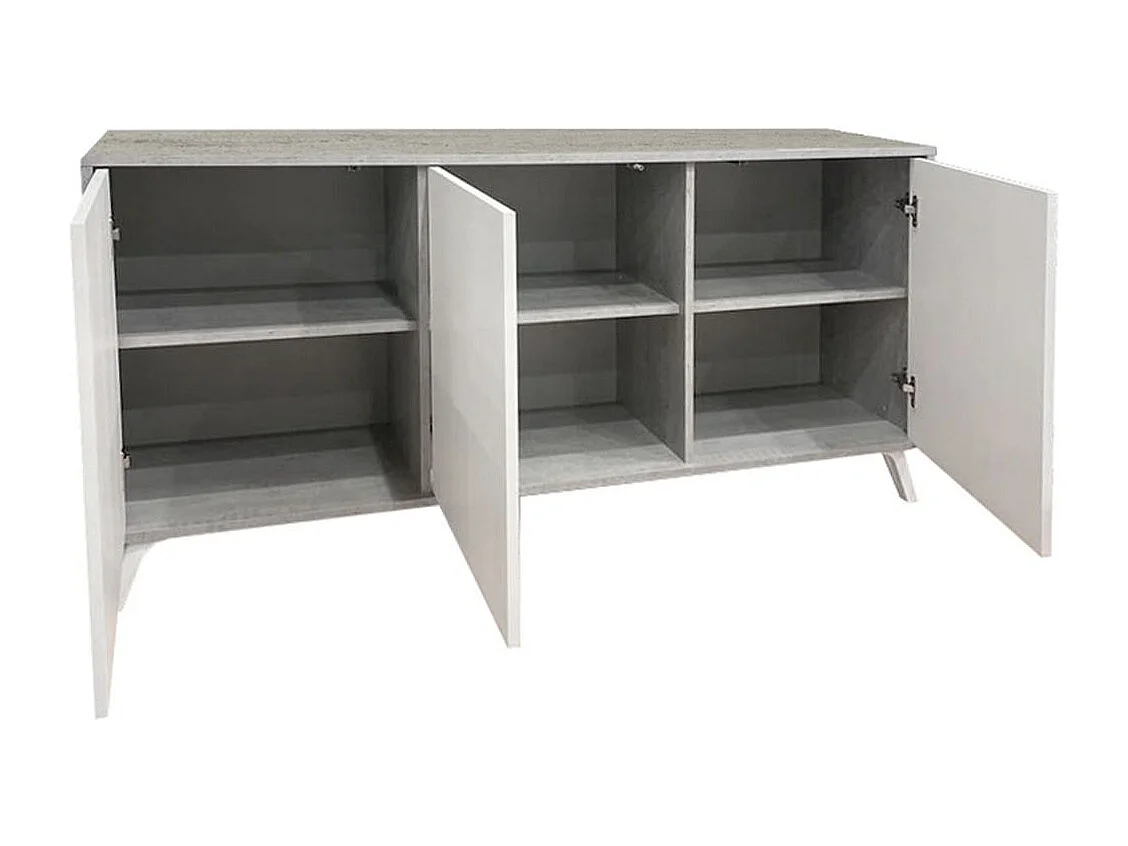 Aparador Dabaid, Buffet de sala, Madia de sala de estar, Despensa de cozinha, 154x40h72 cm, Cinza claro e branco