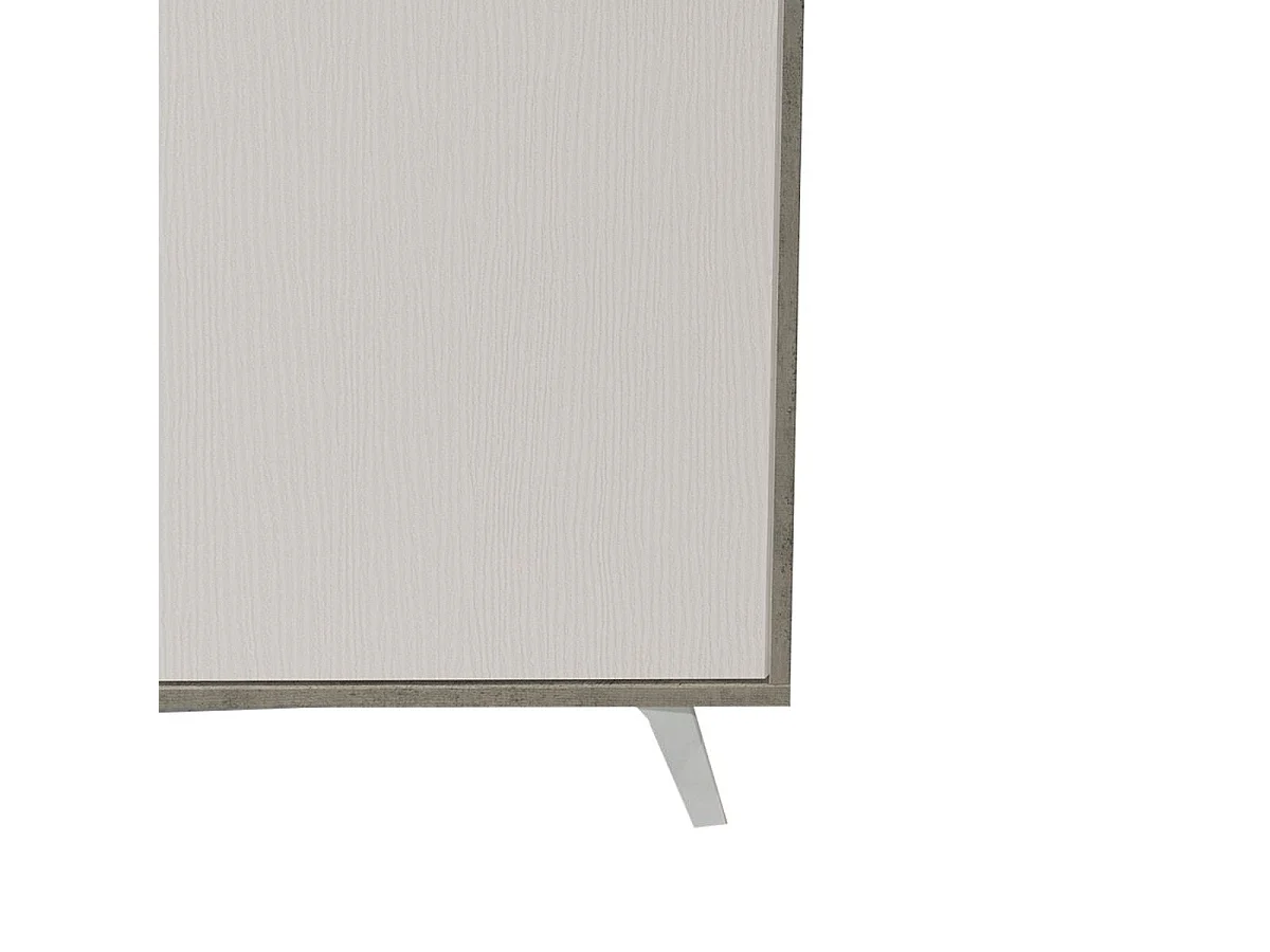 Buffet Weddell, Buffet du salon, Commode de salon, Garde-manger de cuisine, 154x40h72 cm, Gris clair et Blanc