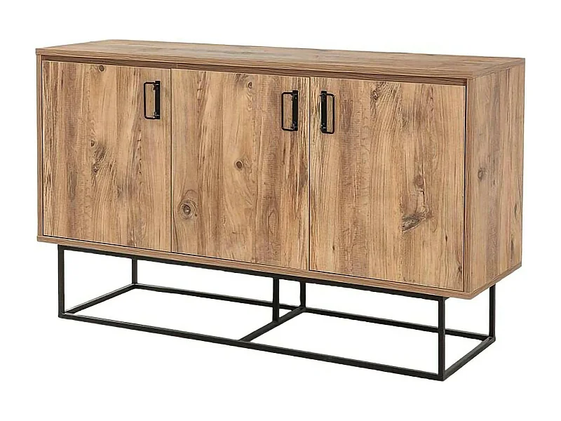Drad Dressoir, Woonkamer Buffet, Woonkamer Eetkamer, Keuken Pantry, 140x40h80 cm, Eiken en Zwart