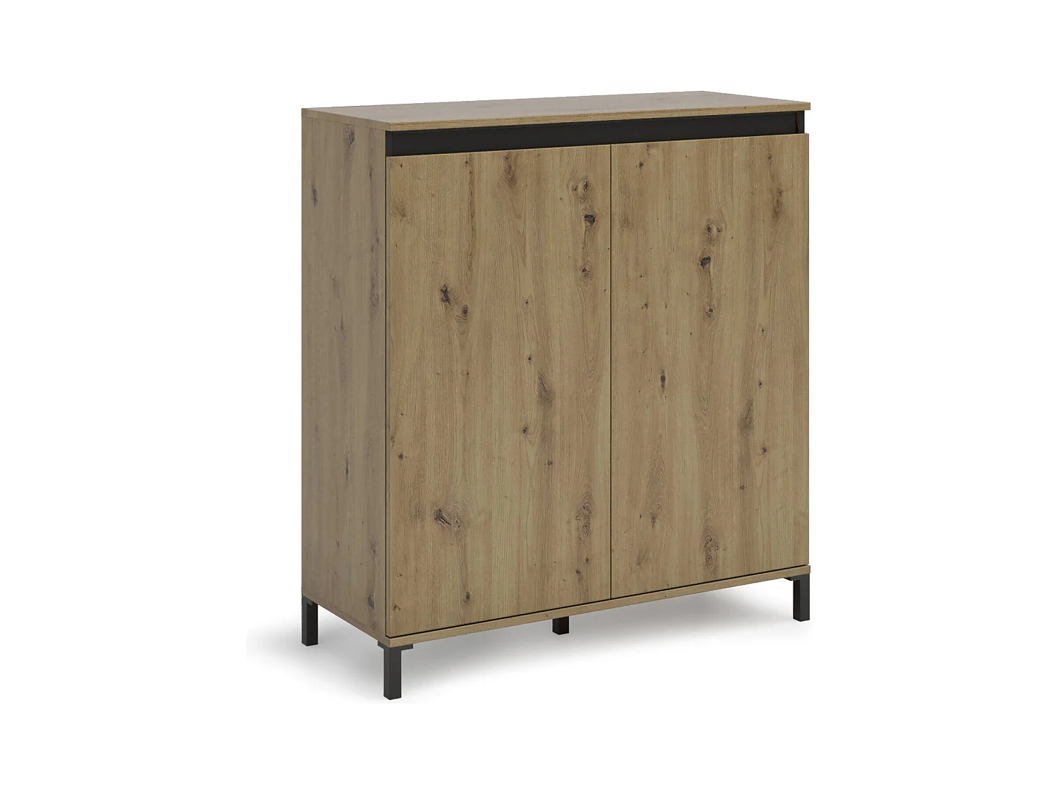 Buffet Giuba, Buffet du salon, Commode de salon, Garde-manger de cuisine, Made in Italy, 100x40h110 cm, Blanc brillant et anthracite