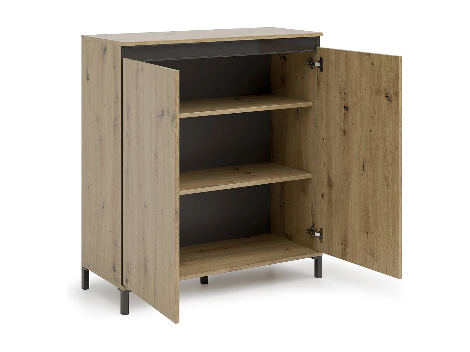 Aparador Dcolasuonn, Buffet de sala, Aparador de sala, Despensa de cozinha, Made in Italy, 100x40h110 cm, Branco brilhante e Antracite