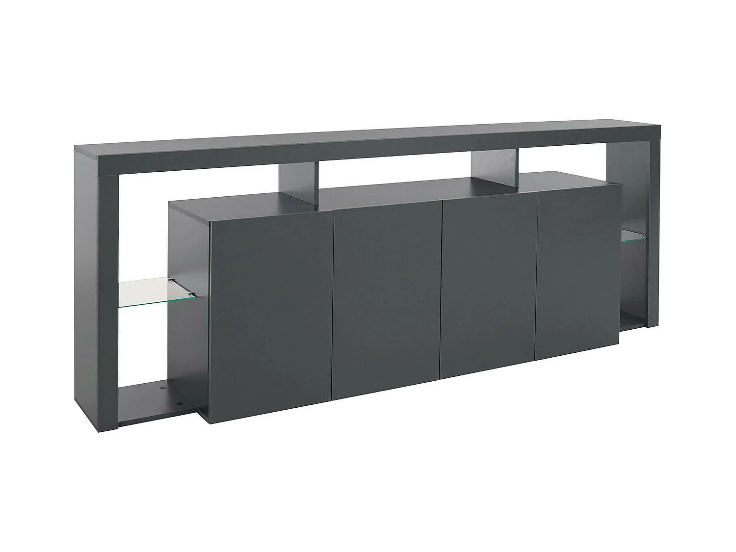 Buffet Wilmer, Buffet de salon 4 portes, Buffet de salon, Buffet moderne, 100% Made in Italy, 220x40h80 cm, Anthracite