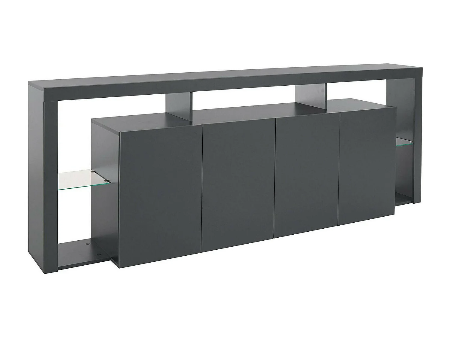 Kommode Ddalessandr, 4-türiges Wohnzimmer-Buffet, Wohnzimmer-Kommode, modernes Kommode, 100 % Made in Italy, 220 x 40 x 80 cm, Anthrazit