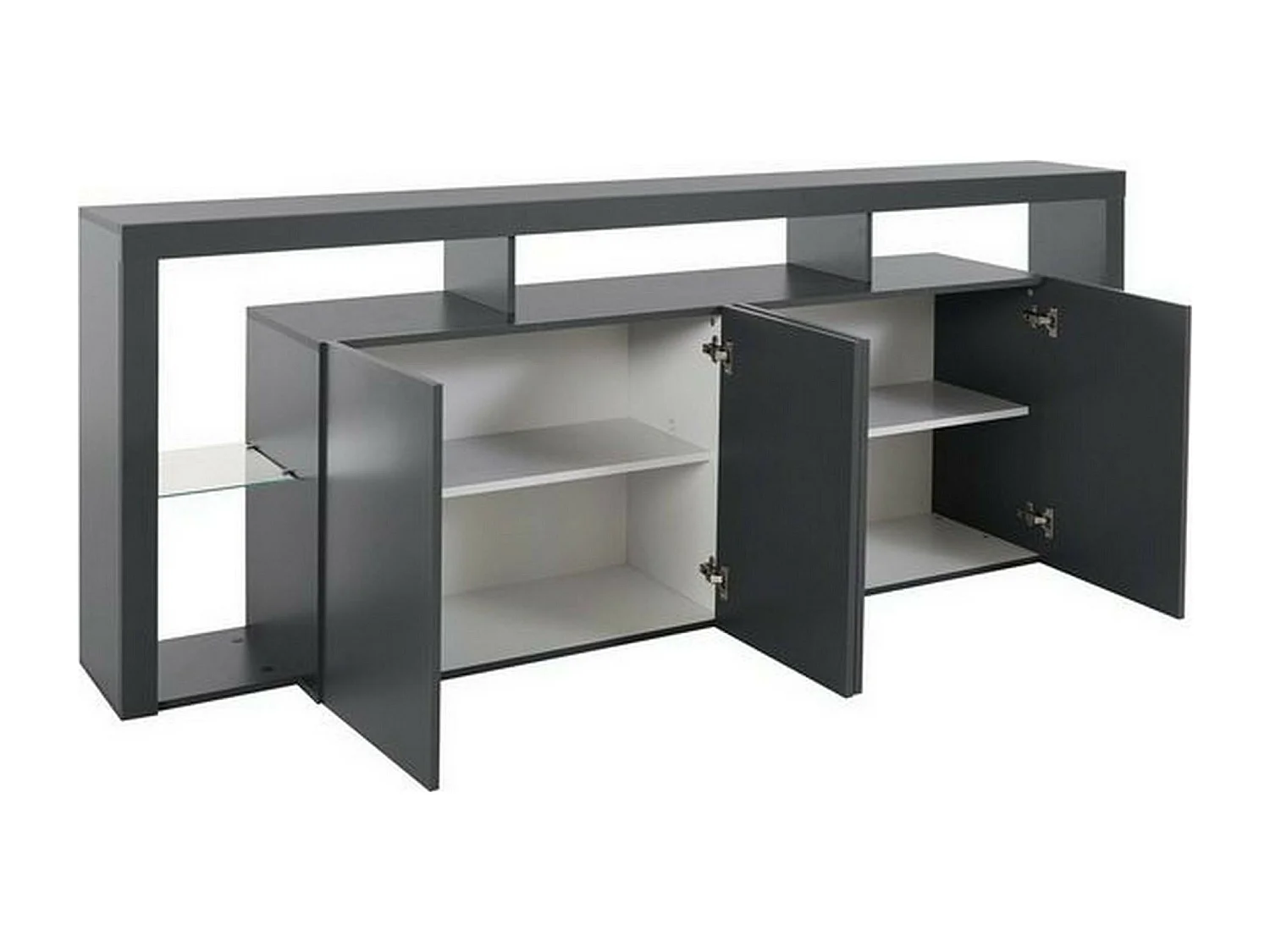 Kommode Ddalessandr, 4-türiges Wohnzimmer-Buffet, Wohnzimmer-Kommode, modernes Kommode, 100 % Made in Italy, 220 x 40 x 80 cm, Anthrazit