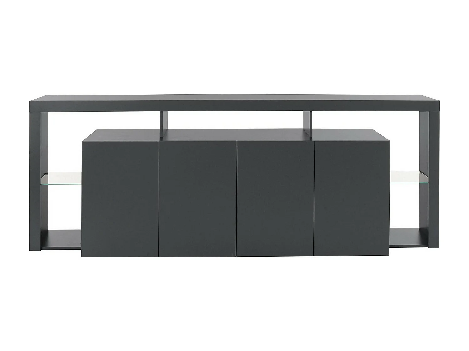 Kommode Ddalessandr, 4-türiges Wohnzimmer-Buffet, Wohnzimmer-Kommode, modernes Kommode, 100 % Made in Italy, 220 x 40 x 80 cm, Anthrazit