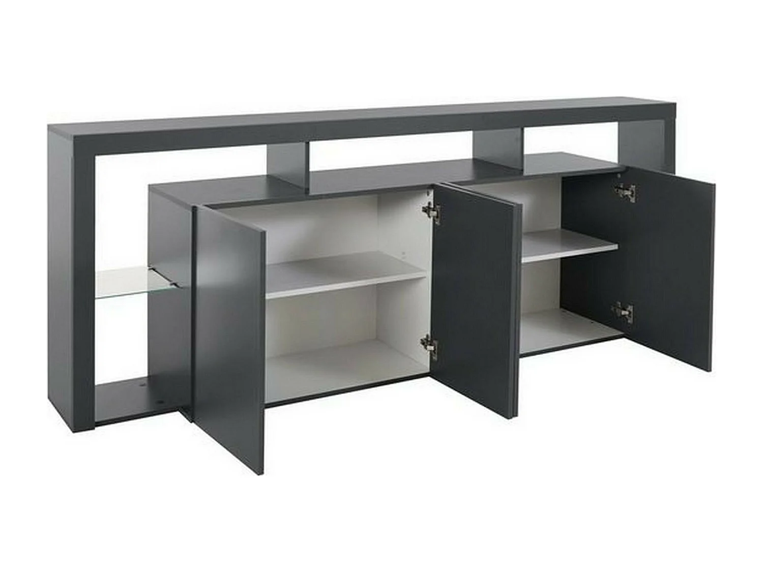 Kommode Ddalessandr, 4-türiges Wohnzimmer-Buffet, Wohnzimmer-Kommode, modernes Kommode, 100 % Made in Italy, 220 x 40 x 80 cm, Anthrazit