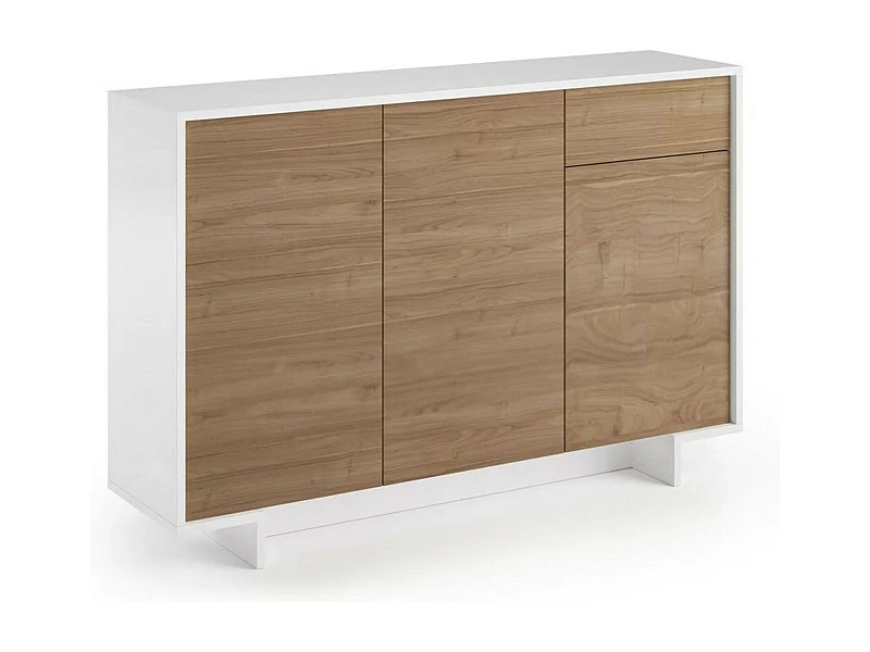 Dbakayok dressoir, woonkamerbuffet met 3 deuren en 1 lade, 100% Made in Italy, 134x35h87 cm, Wit en Eiken