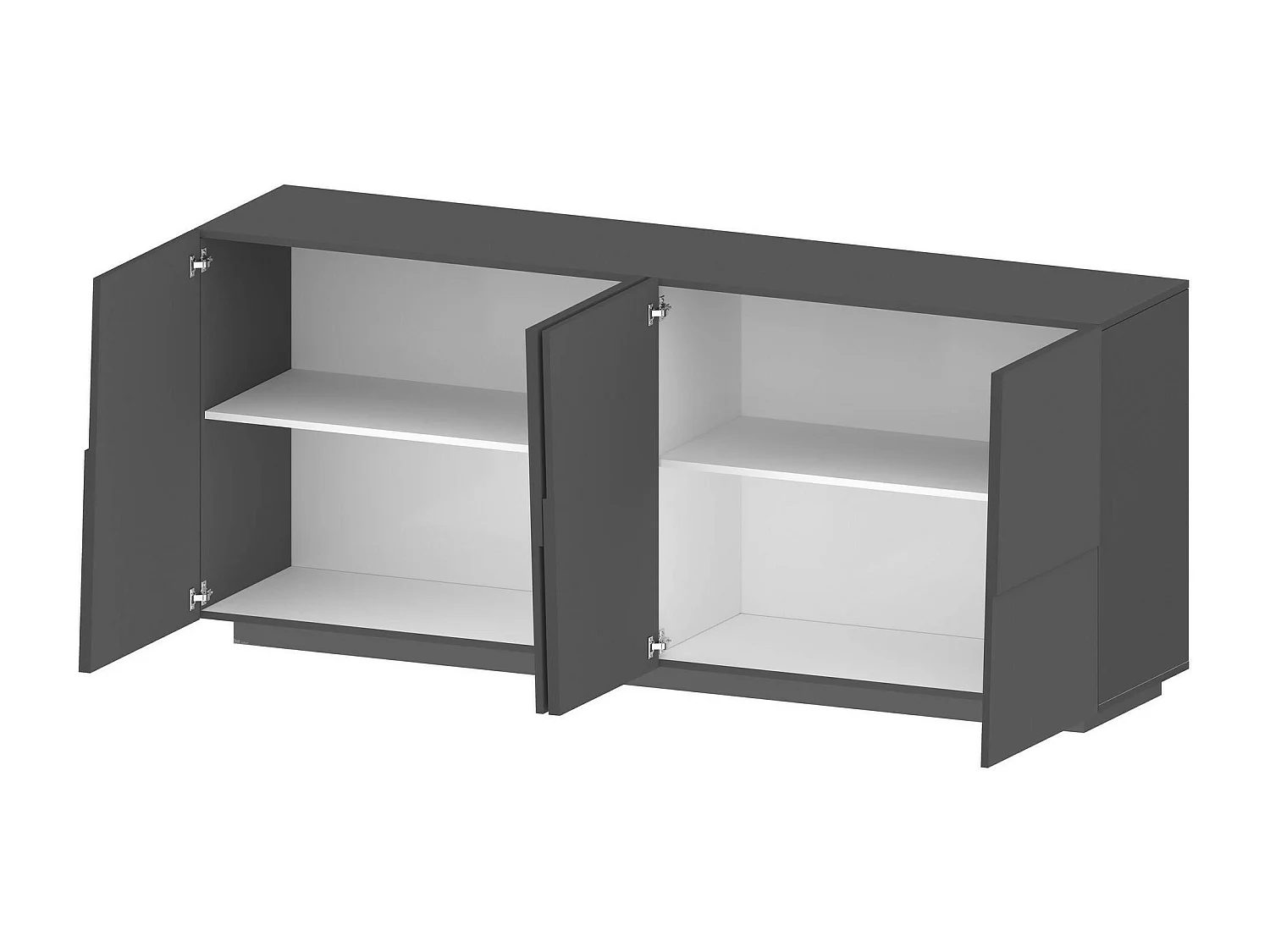 Buffet Yago, Buffet de salon, Buffet de salon moderne avec 4 portes, 200x44h86 cm, Anthracite