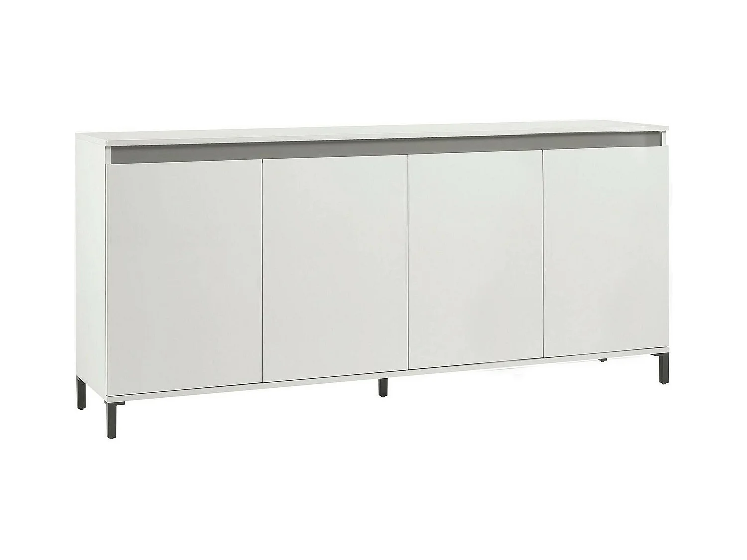 Buffet Pretoria, Buffet du salon, Commode de salon, Garde-manger de cuisine, Made in Italy, 184x40h90 cm, Blanc brillant et anthracite