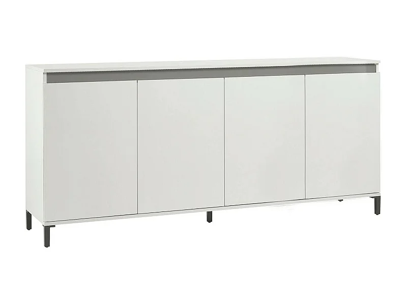 Buffet Pretoria, Buffet du salon, Commode de salon, Garde-manger de cuisine, Made in Italy, 184x40h90 cm, Blanc brillant et anthracite