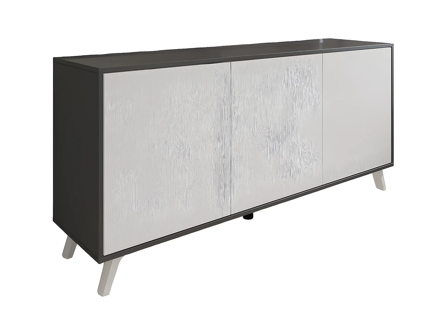Buffet Weddell, Buffet du salon, Commode de salon, Garde-manger de cuisine, 154x40h72 cm, Anthracite et Blanc