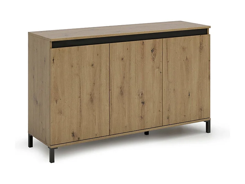 Buffet Dodoma, Buffet du salon, Commode de salon, Garde-manger de cuisine, Made in Italy, 138x40h90 cm, Blanc brillant et anthracite