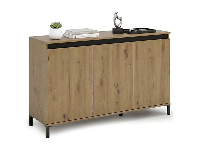 Credenza Attilius, 2 Ripiani Made in Italy, 40x138x90h cm Bianco Lucido, Madia