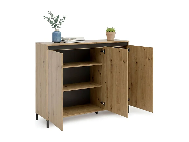 Credenza Averara, 4 Ripiani Made in Italy, 110x138x40h cm Bianco, Madia