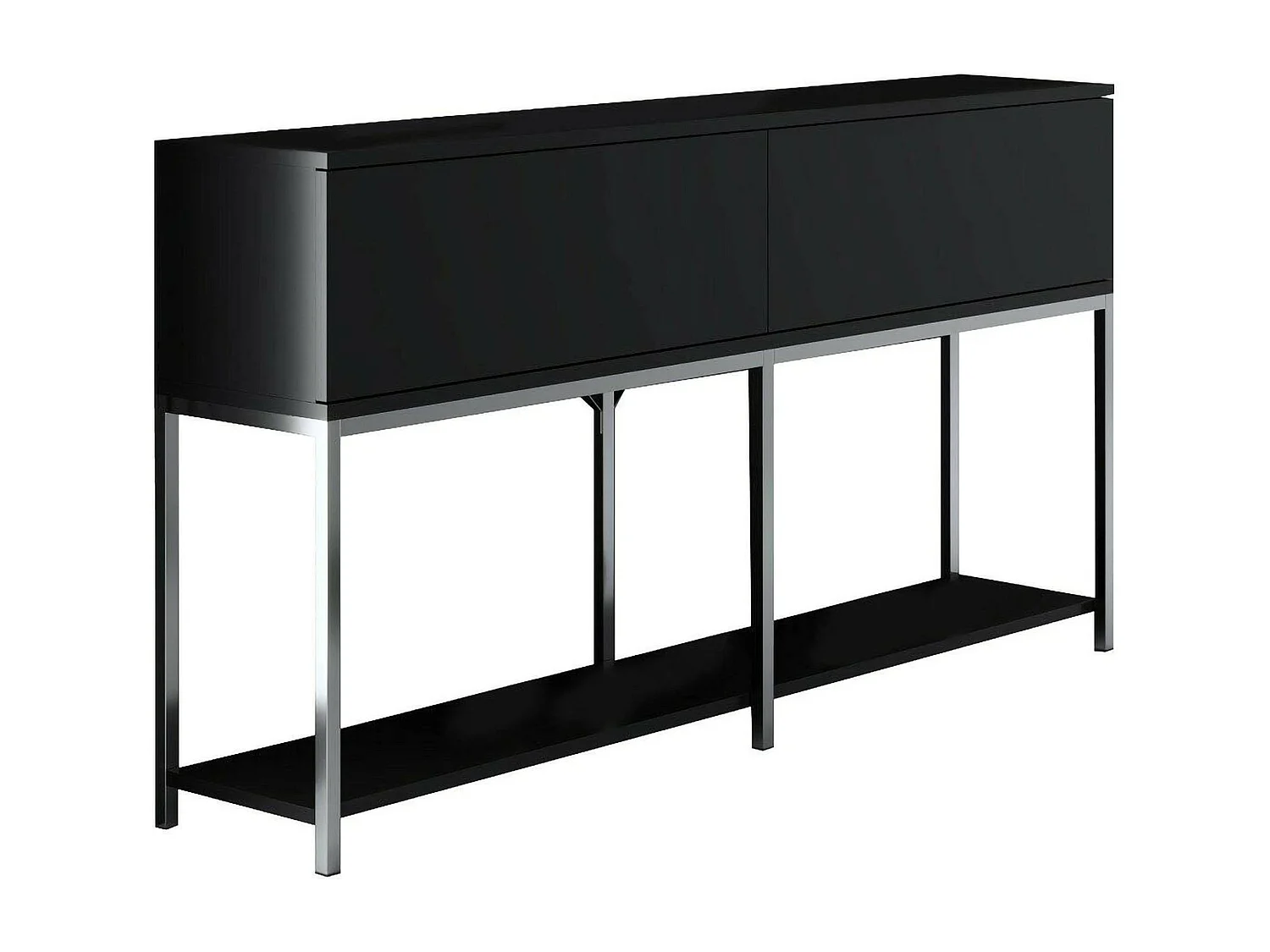 Dmora - Credenza Basilia, 150x30h80 cm, Nero e Argento
