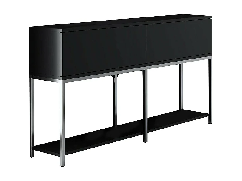 Dmora - Credenza Basilia, 150x30h80 cm, Nero e Argento