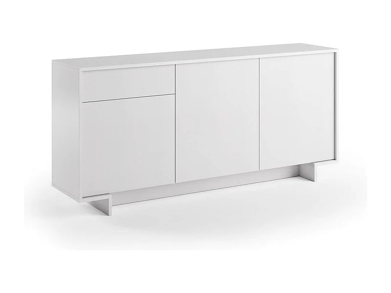 Davallon Dressoir, Salonkast, Buffet met 3 deuren en 1 lade, 100% Made in Italy, 170x42h78 cm, Wit